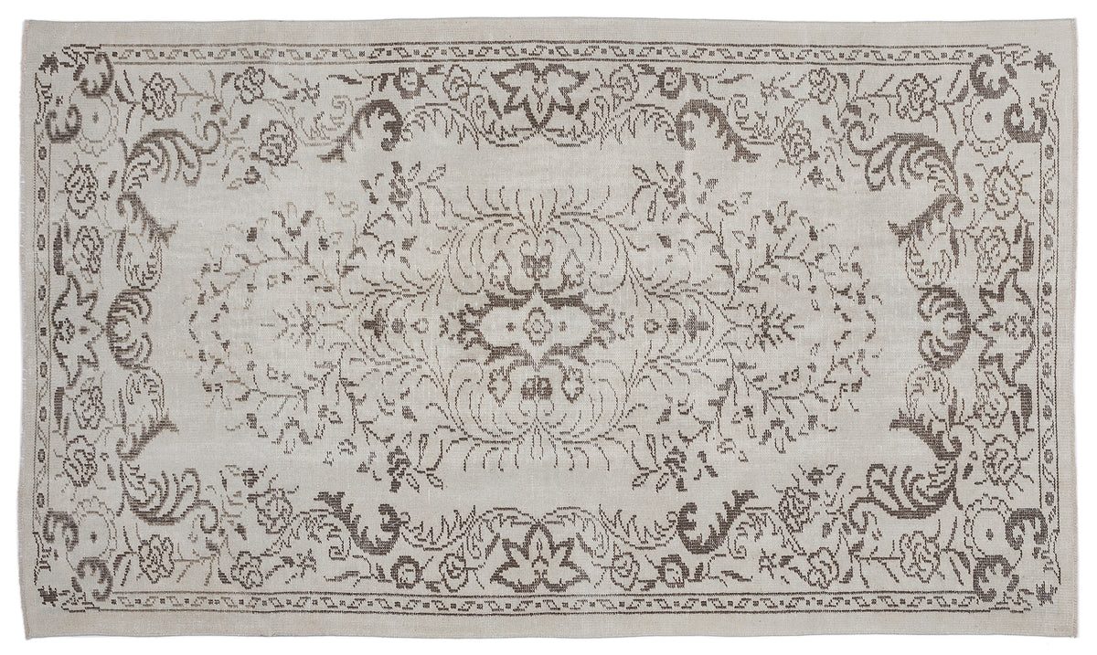 Beige Over Dyed Vintage Rug 5&#39;2&#39;&#39; x 8&#39;11&#39;&#39; ft 158 x 273 cm