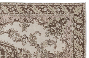 Beige Over Dyed Vintage Rug 5'6'' x 9'4'' ft 167 x 285 cm