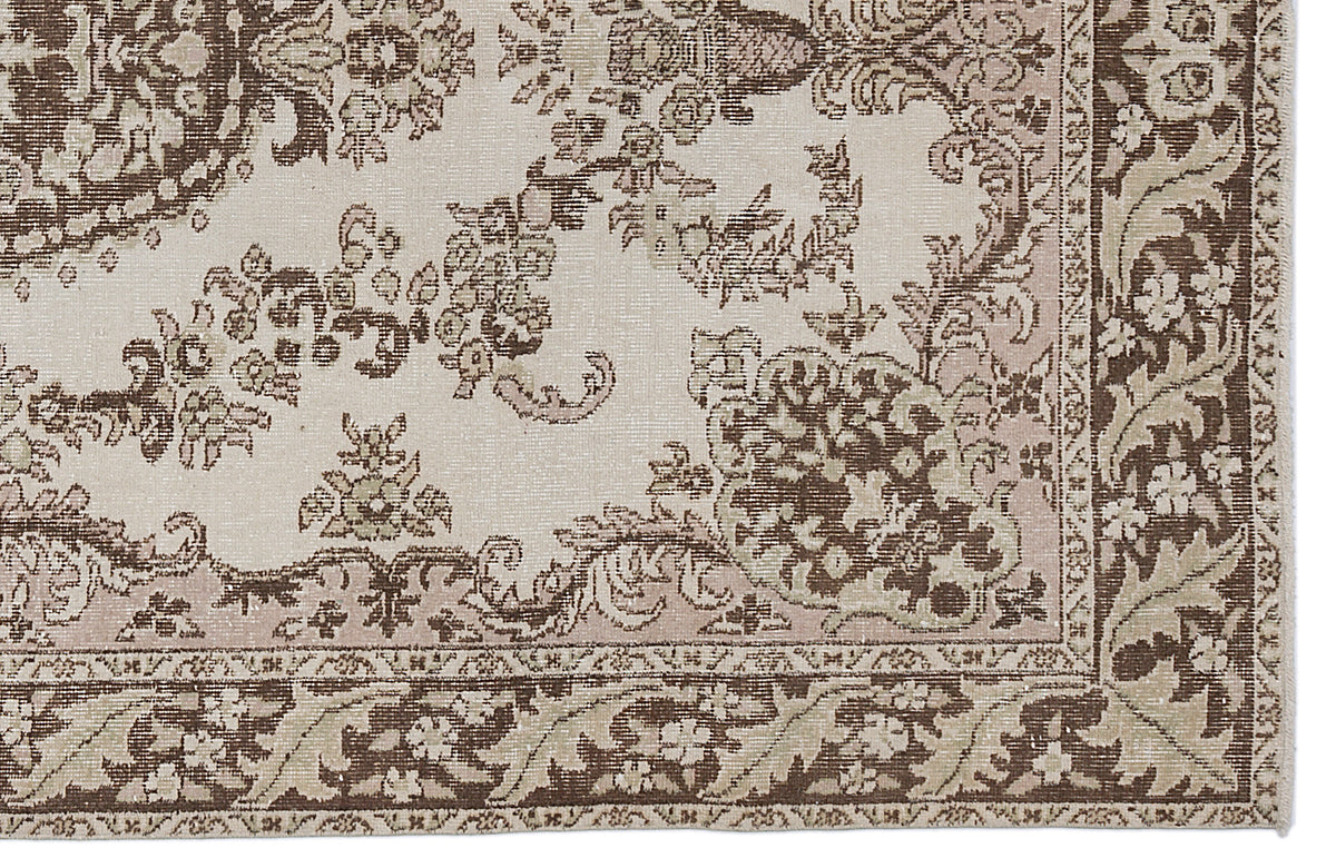 Beige Over Dyed Vintage Rug 5&#39;6&#39;&#39; x 9&#39;4&#39;&#39; ft 167 x 285 cm