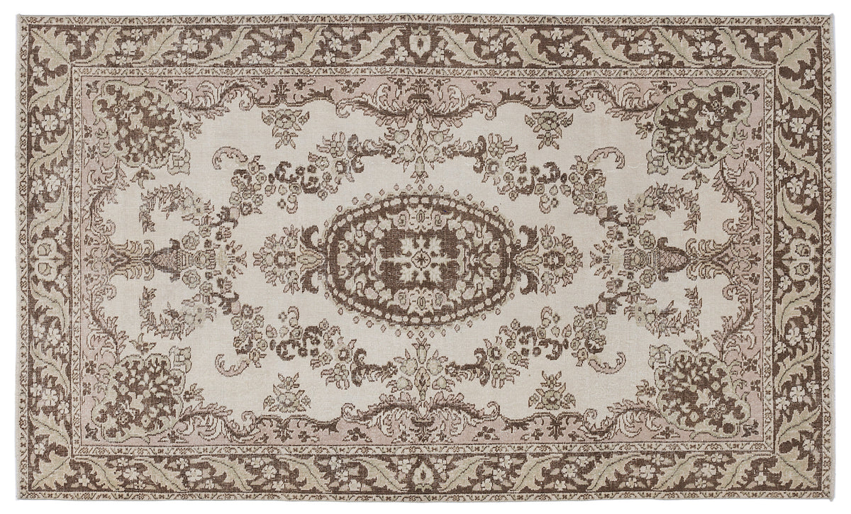 Beige Over Dyed Vintage Rug 5&#39;6&#39;&#39; x 9&#39;4&#39;&#39; ft 167 x 285 cm