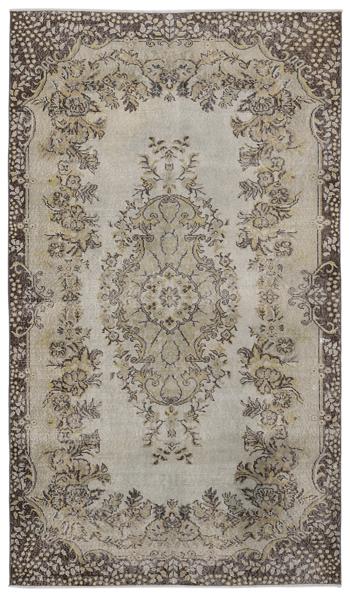 Beige Over Dyed Vintage Rug 5&#39;5&#39;&#39; x 9&#39;5&#39;&#39; ft 165 x 286 cm