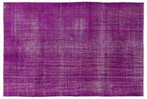 Fuchsia Over Dyed Vintage Rug 6'2'' x 9'1'' ft 188 x 277 cm