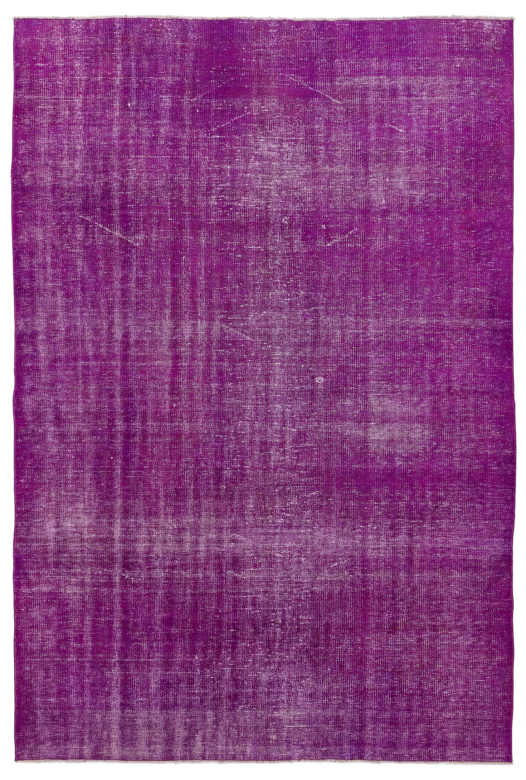 Fuchsia Over Dyed Vintage Rug 6'2'' x 9'1'' ft 188 x 277 cm