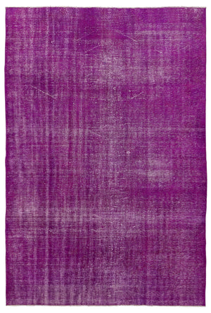 Fuchsia Over Dyed Vintage Rug 6'2'' x 9'1'' ft 188 x 277 cm