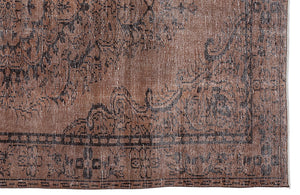 Brown Over Dyed Vintage Rug 5'6'' x 9'7'' ft 168 x 291 cm