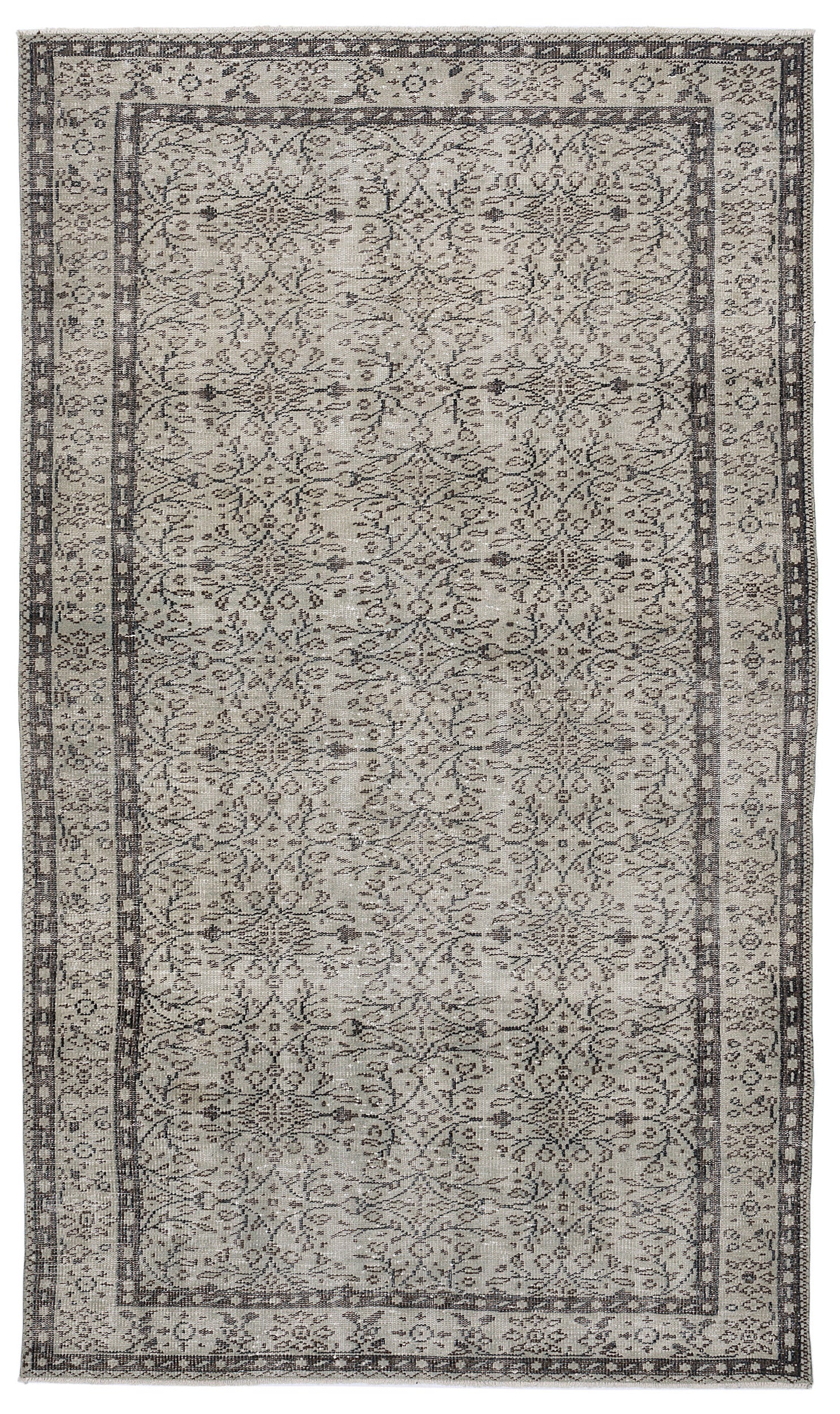Beige Over Dyed Vintage Rug 5'5'' x 8'12'' ft 164 x 274 cm