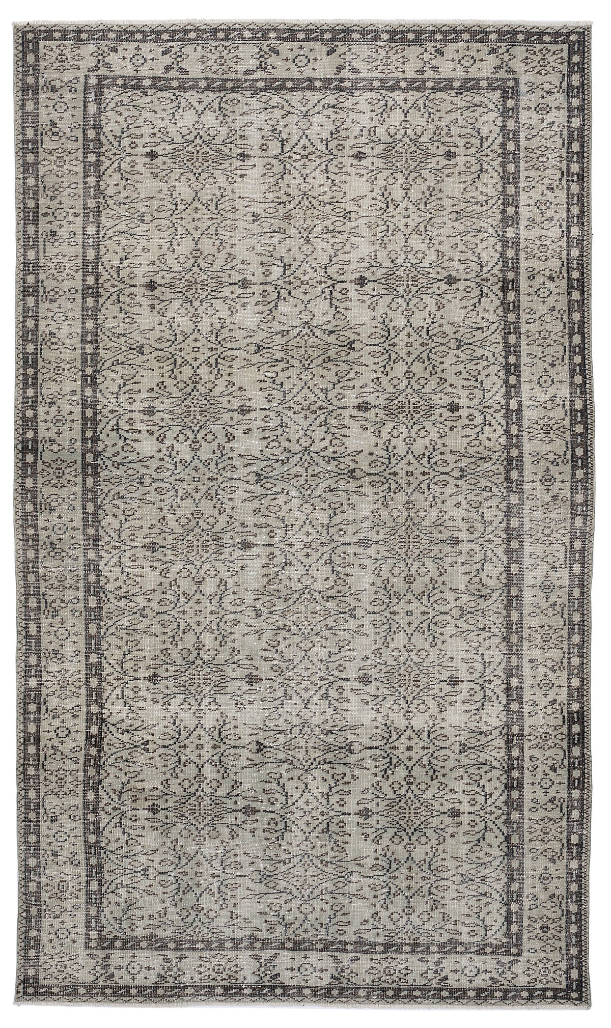 Beige Over Dyed Vintage Rug 5&#39;5&#39;&#39; x 8&#39;12&#39;&#39; ft 164 x 274 cm