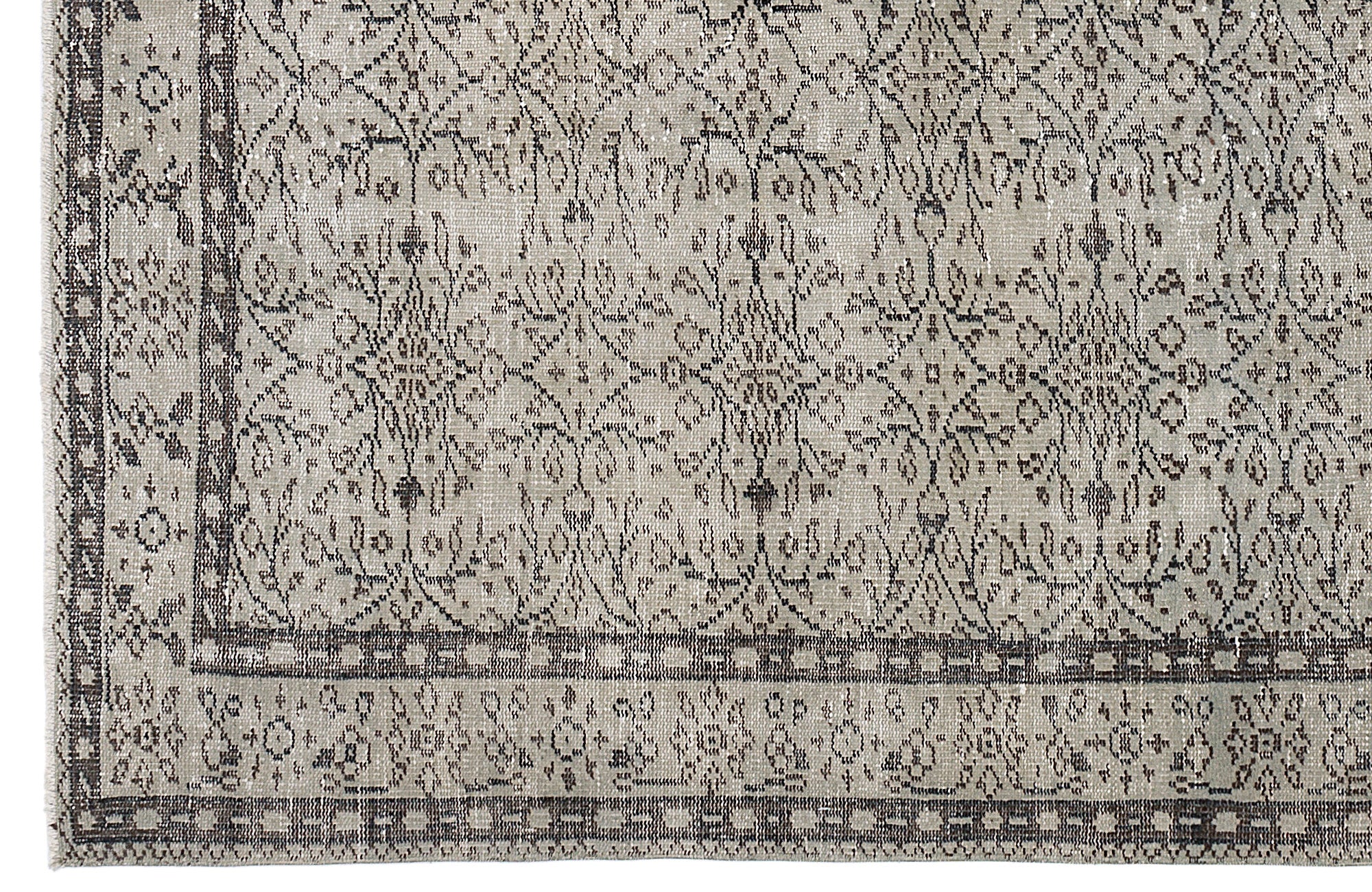 Beige Over Dyed Vintage Rug 5'5'' x 8'12'' ft 164 x 274 cm