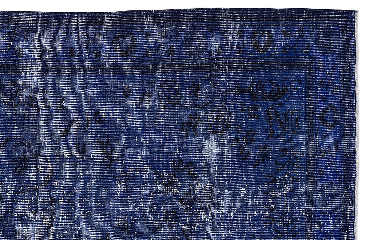 Blue Over Dyed Vintage Rug 4&#39;10&#39;&#39; x 9&#39;5&#39;&#39; ft 147 x 287 cm