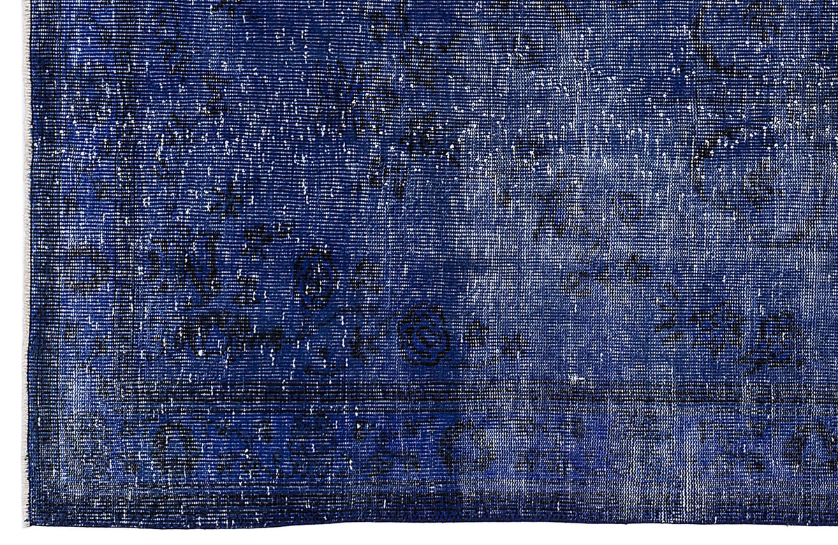 Blue Over Dyed Vintage Rug 4&#39;10&#39;&#39; x 9&#39;5&#39;&#39; ft 147 x 287 cm