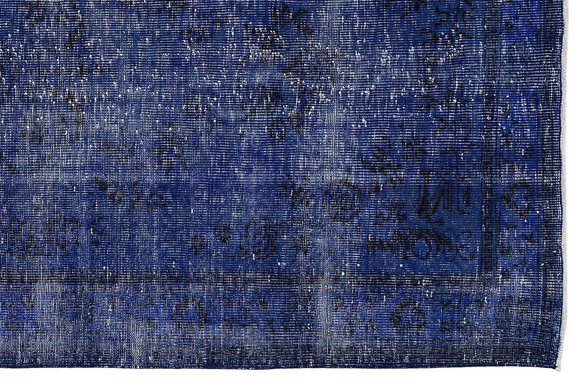 Blue Over Dyed Vintage Rug 4&#39;10&#39;&#39; x 9&#39;5&#39;&#39; ft 147 x 287 cm
