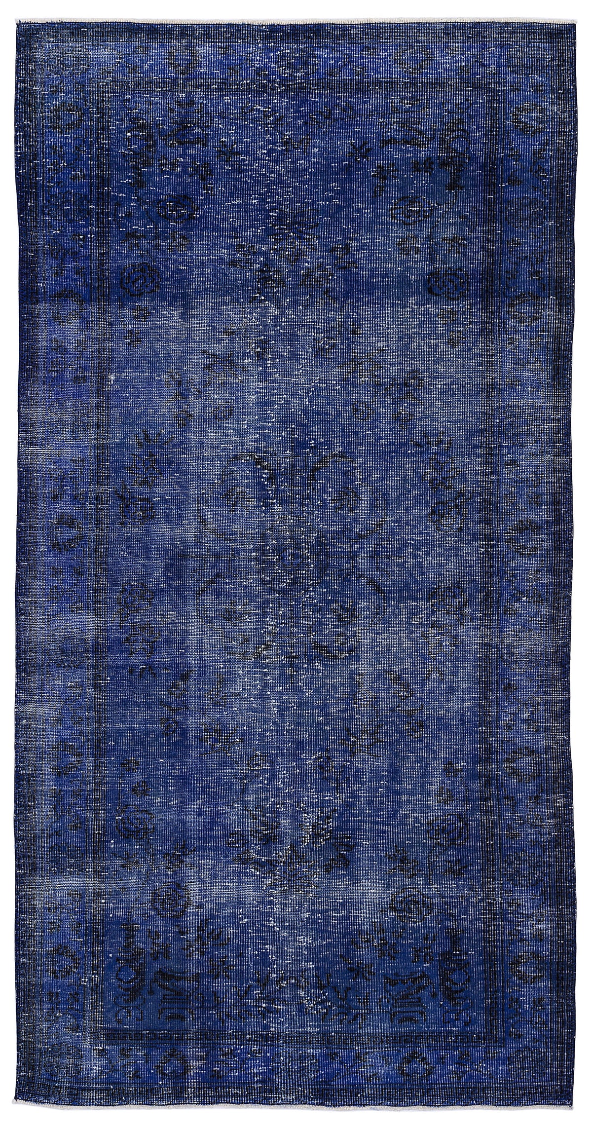 Blue Over Dyed Vintage Rug 4&#39;10&#39;&#39; x 9&#39;5&#39;&#39; ft 147 x 287 cm