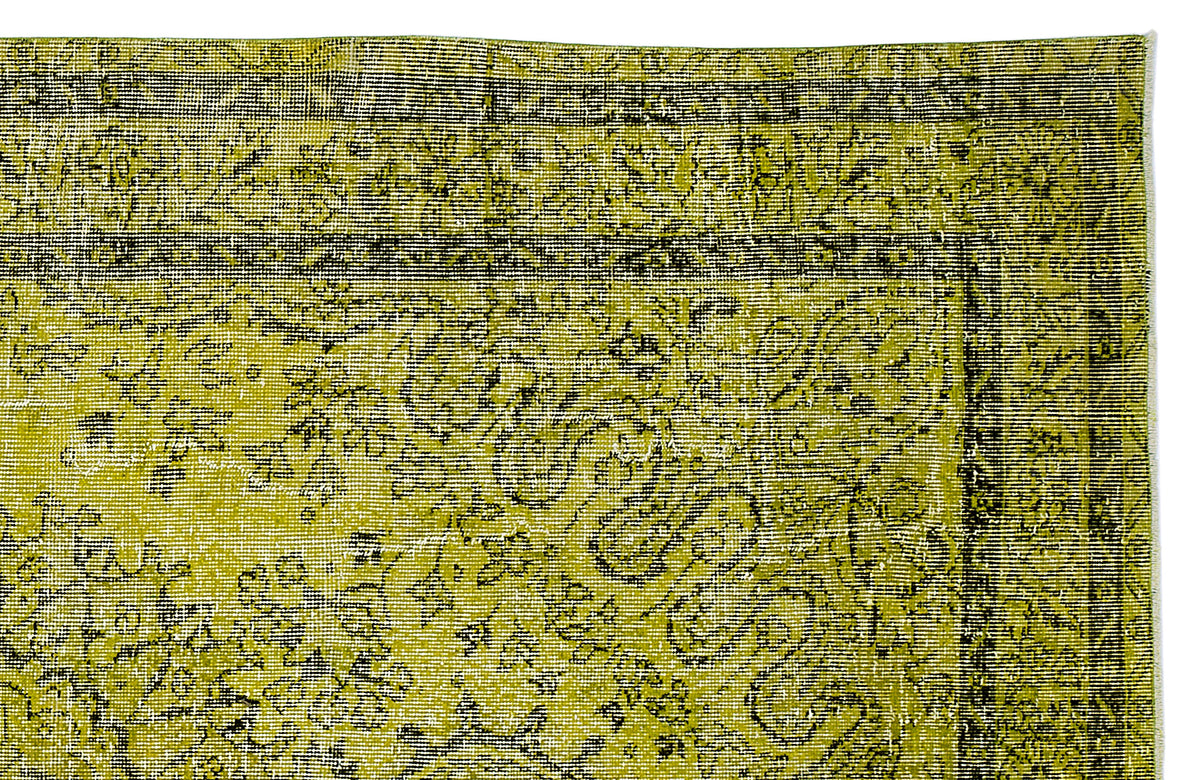 Green Over Dyed Vintage Rug 5&#39;8&#39;&#39; x 9&#39;7&#39;&#39; ft 172 x 293 cm