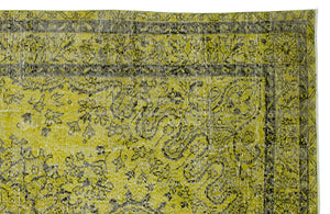Green Over Dyed Vintage Rug 5'8'' x 9'7'' ft 172 x 293 cm