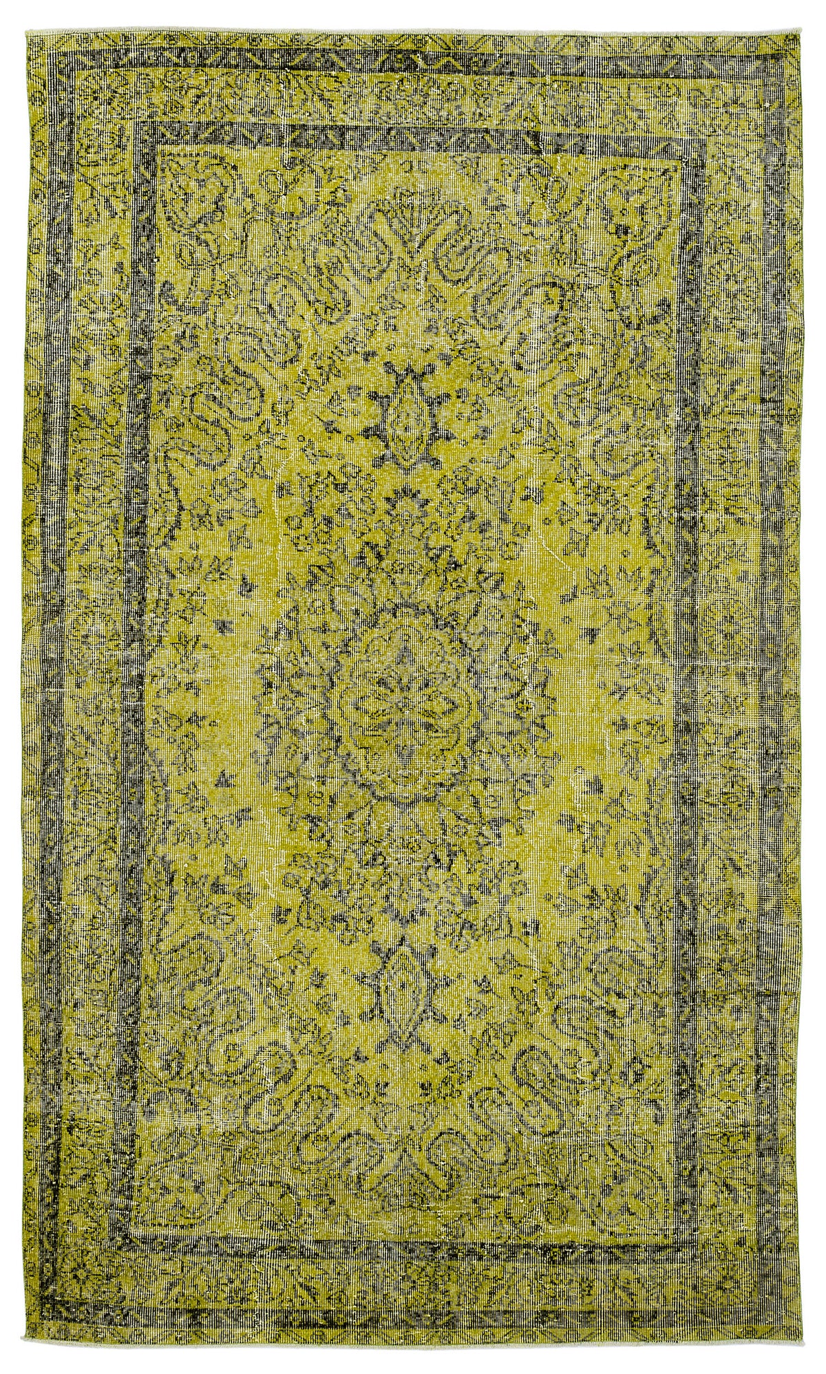 Green Over Dyed Vintage Rug 5&#39;8&#39;&#39; x 9&#39;7&#39;&#39; ft 172 x 293 cm