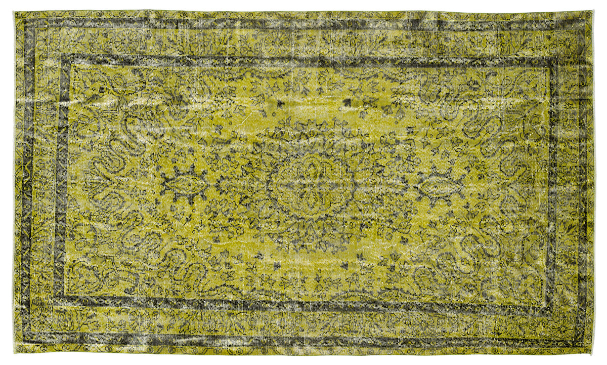 Green Over Dyed Vintage Rug 5&#39;8&#39;&#39; x 9&#39;7&#39;&#39; ft 172 x 293 cm