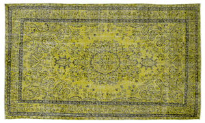 Green Over Dyed Vintage Rug 5'8'' x 9'7'' ft 172 x 293 cm