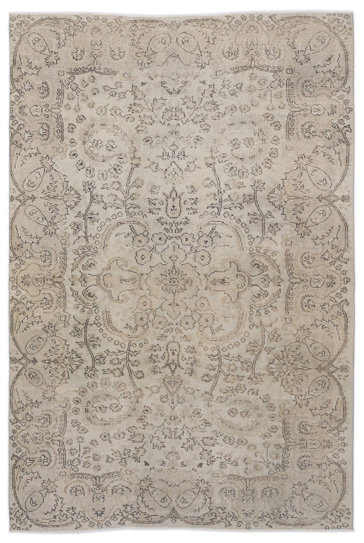 Beige Over Dyed Vintage Rug 5&#39;7&#39;&#39; x 9&#39;7&#39;&#39; ft 171 x 292 cm