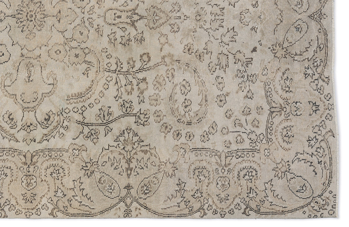 Beige Over Dyed Vintage Rug 5&#39;7&#39;&#39; x 9&#39;7&#39;&#39; ft 171 x 292 cm