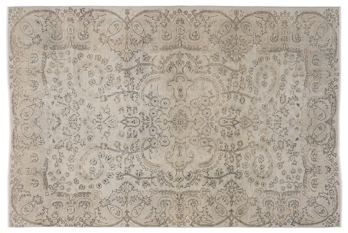 Beige Over Dyed Vintage Rug 5&#39;7&#39;&#39; x 9&#39;7&#39;&#39; ft 171 x 292 cm