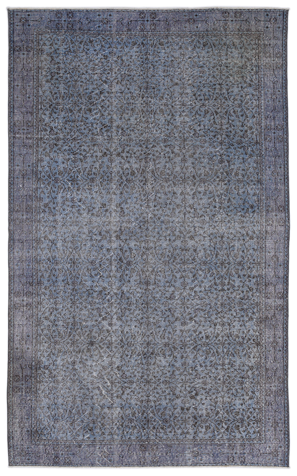 Retro Design Stone Blue Over Dyed Vintage Rug 5'7'' x 9'0'' ft 169 x 275 cm