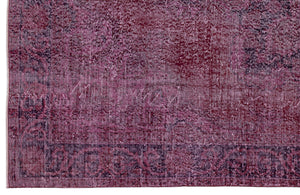 Red Over Dyed Vintage Rug 6'1'' x 9'7'' ft 186 x 293 cm