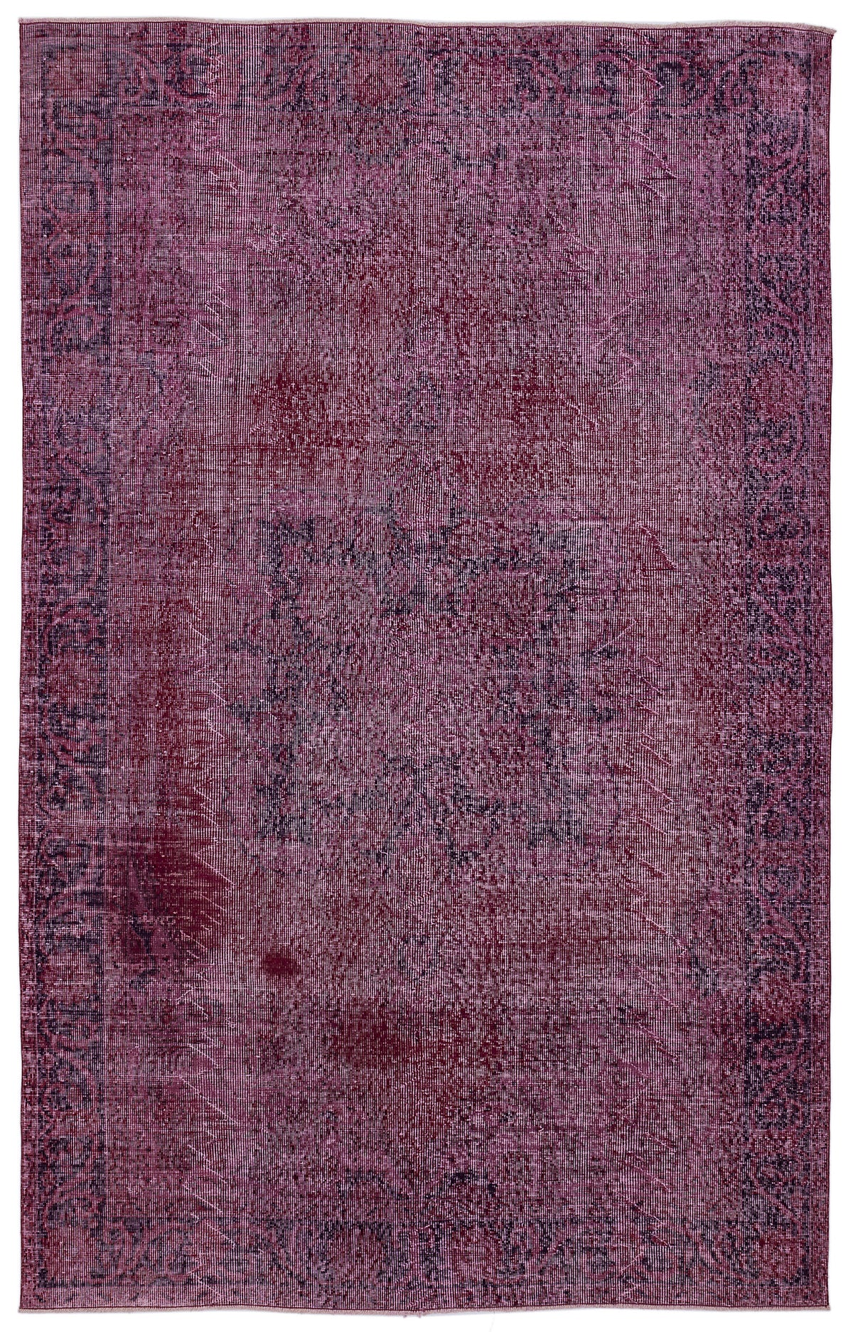 Red Over Dyed Vintage Rug 6&#39;1&#39;&#39; x 9&#39;7&#39;&#39; ft 186 x 293 cm