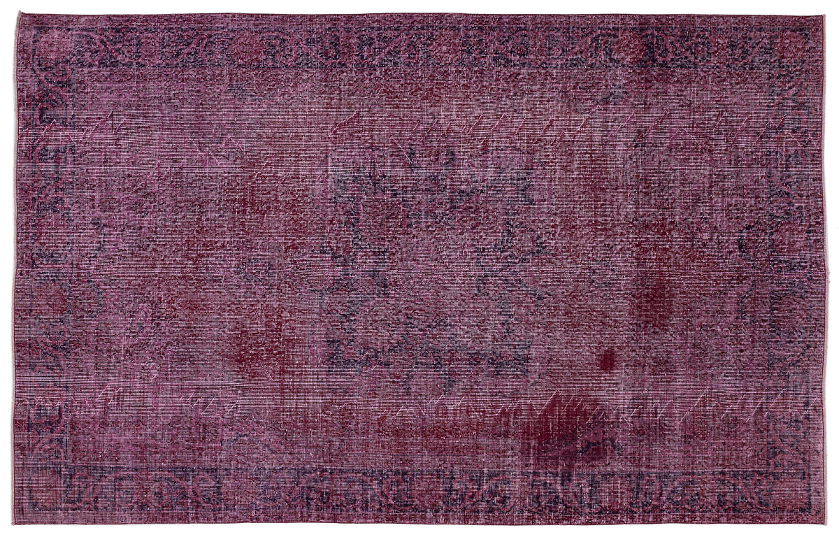 Red Over Dyed Vintage Rug 6&#39;1&#39;&#39; x 9&#39;7&#39;&#39; ft 186 x 293 cm