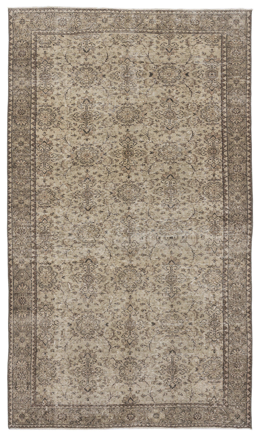 Beige Over Dyed Vintage Rug 5'7'' x 9'5'' ft 169 x 288 cm