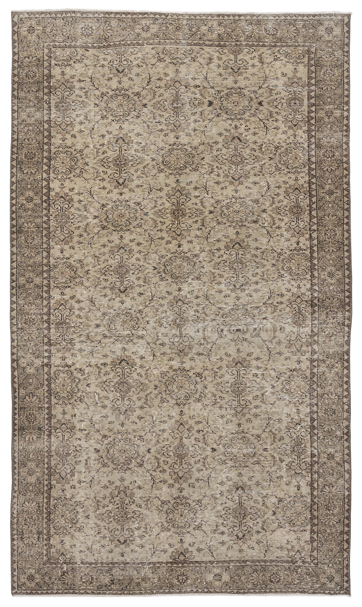 Beige Over Dyed Vintage Rug 5&#39;7&#39;&#39; x 9&#39;5&#39;&#39; ft 169 x 288 cm