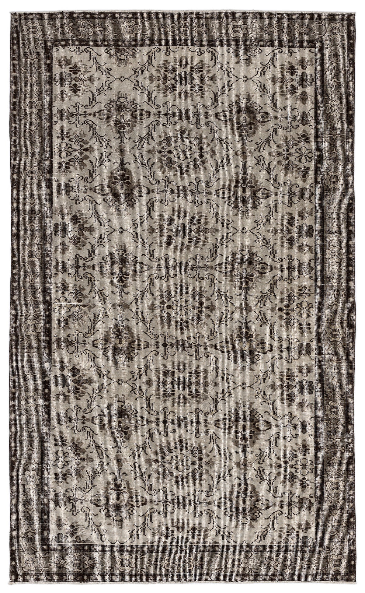 Beige Over Dyed Vintage Rug 4&#39;12&#39;&#39; x 8&#39;1&#39;&#39; ft 152 x 246 cm