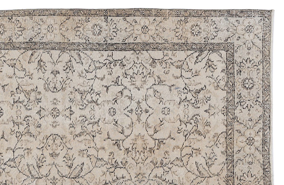 Beige Over Dyed Vintage Rug 5&#39;10&#39;&#39; x 9&#39;4&#39;&#39; ft 177 x 285 cm