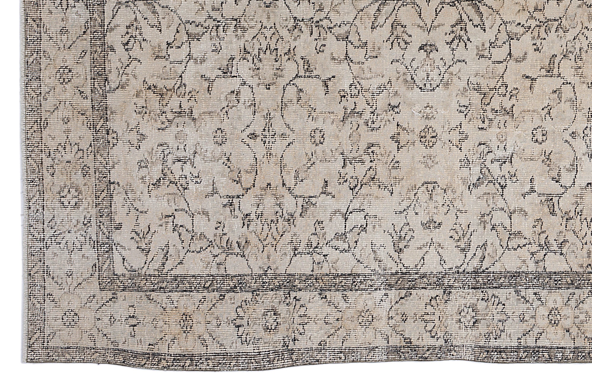 Beige Over Dyed Vintage Rug 5'10'' x 9'4'' ft 177 x 285 cm