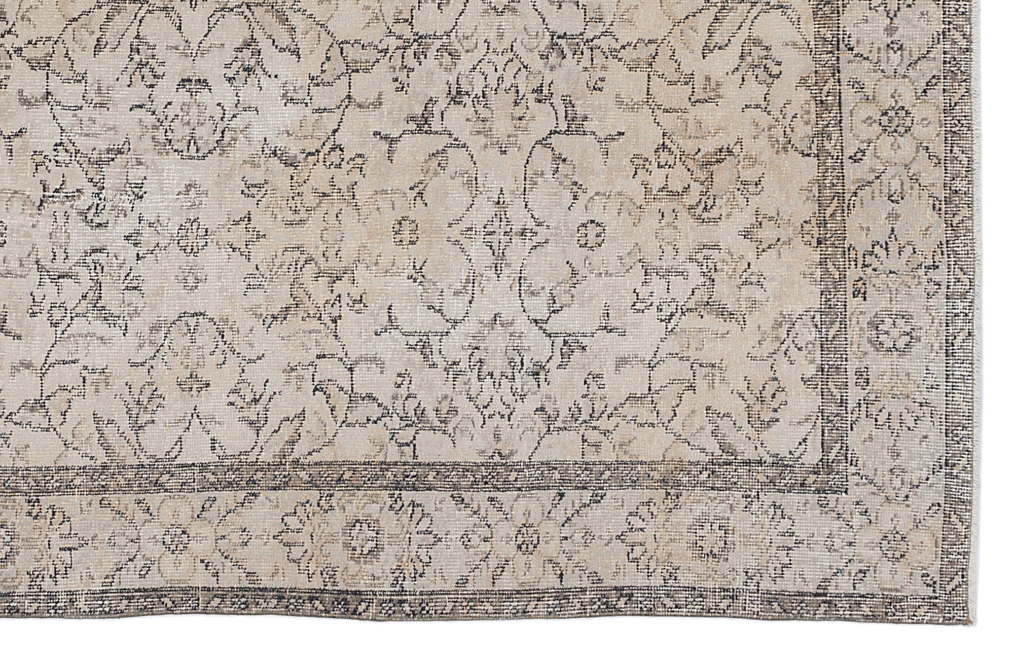Beige Over Dyed Vintage Rug 5'10'' x 9'4'' ft 177 x 285 cm