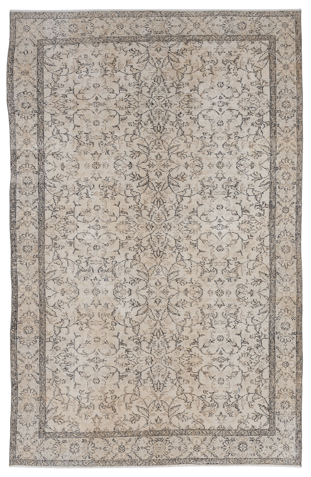 Beige Over Dyed Vintage Rug 5'10'' x 9'4'' ft 177 x 285 cm