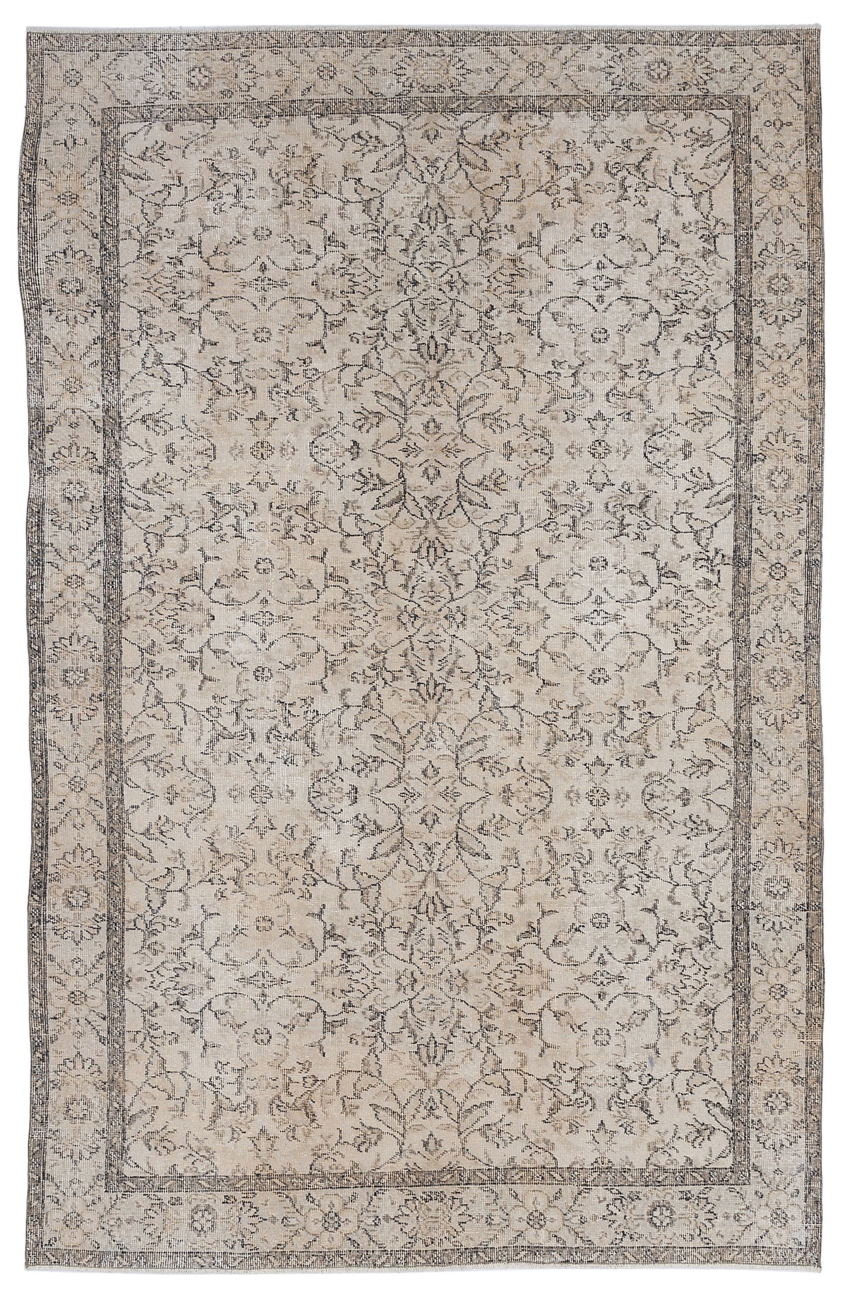Beige Over Dyed Vintage Rug 5&#39;10&#39;&#39; x 9&#39;4&#39;&#39; ft 177 x 285 cm