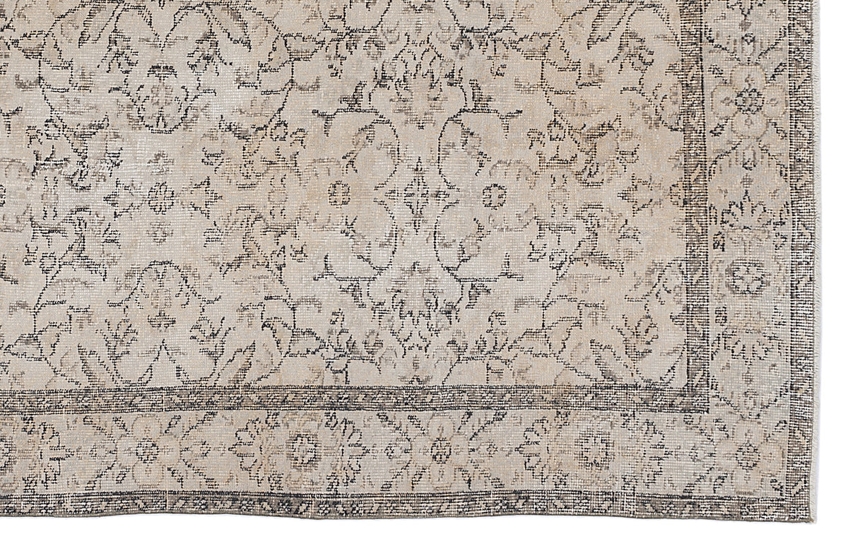 Beige Over Dyed Vintage Rug 5&#39;10&#39;&#39; x 9&#39;4&#39;&#39; ft 177 x 285 cm