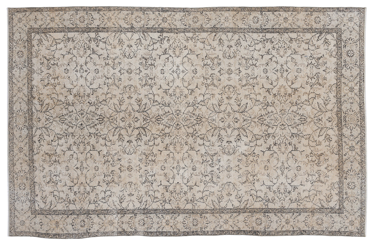 Beige Over Dyed Vintage Rug 5&#39;10&#39;&#39; x 9&#39;4&#39;&#39; ft 177 x 285 cm