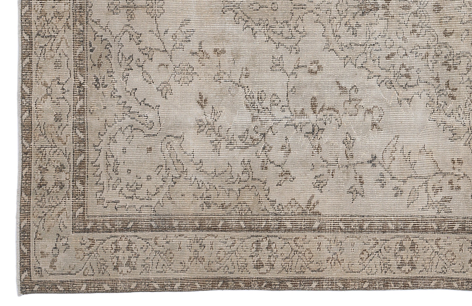 Beige Over Dyed Vintage Rug 5'6'' x 9'1'' ft 168 x 276 cm