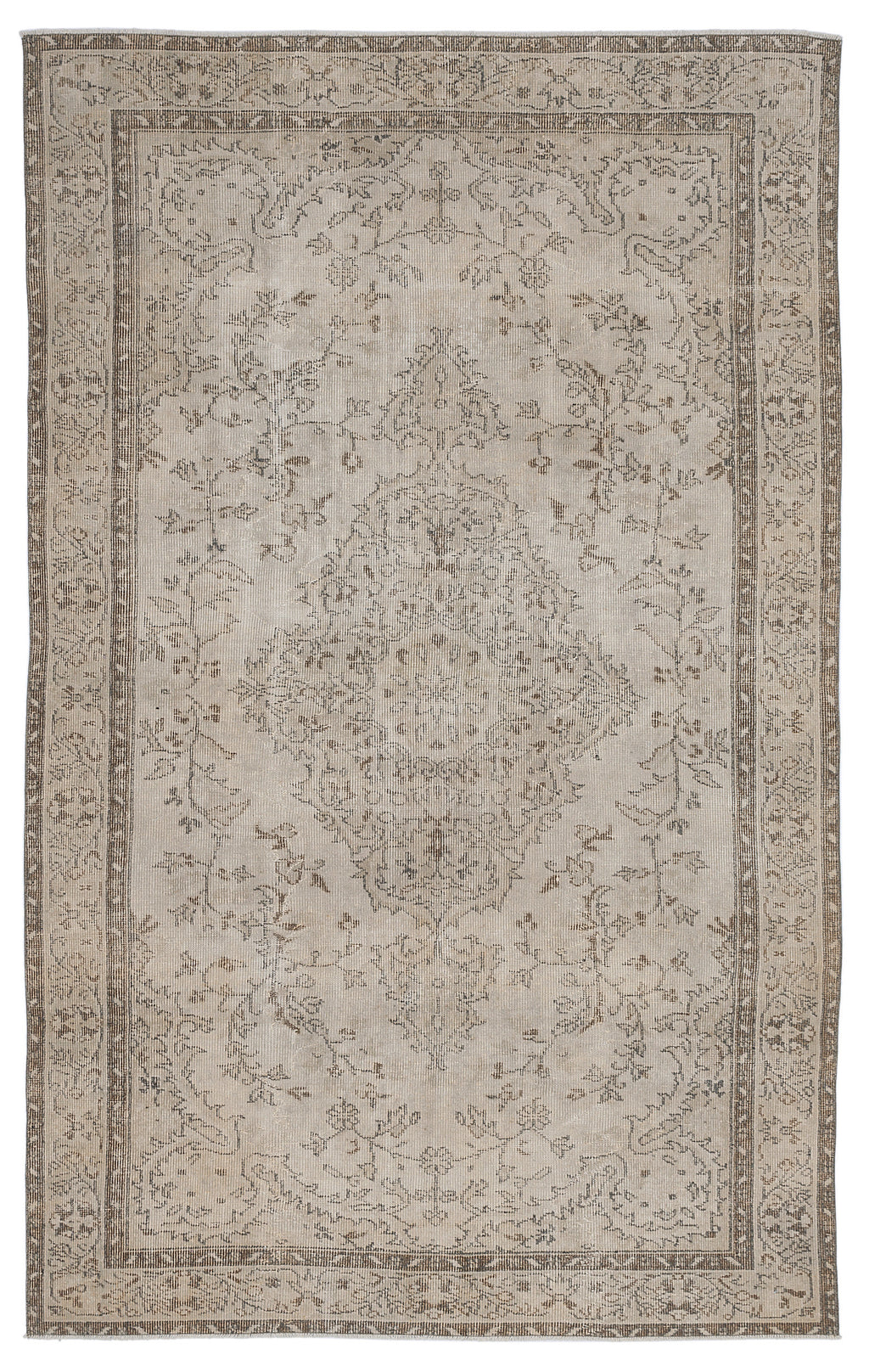 Beige Over Dyed Vintage Rug 5'6'' x 9'1'' ft 168 x 276 cm