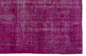 Fuchsia Over Dyed Vintage Rug 5'4'' x 8'10'' ft 162 x 268 cm