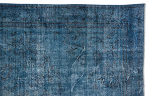 Turquoise  Over Dyed Vintage Rug 5'12'' x 9'5'' ft 182 x 287 cm