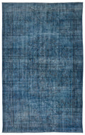 Turquoise  Over Dyed Vintage Rug 5'12'' x 9'5'' ft 182 x 287 cm