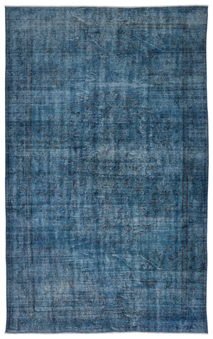Turquoise  Over Dyed Vintage Rug 5'12'' x 9'5'' ft 182 x 287 cm