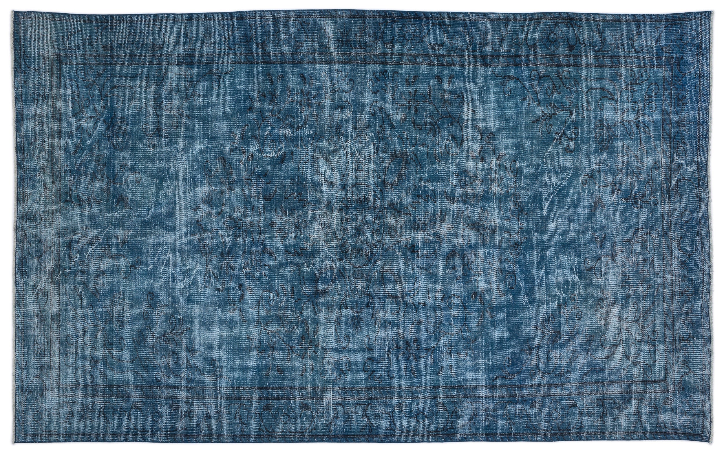 Turquoise  Over Dyed Vintage Rug 5'12'' x 9'5'' ft 182 x 287 cm