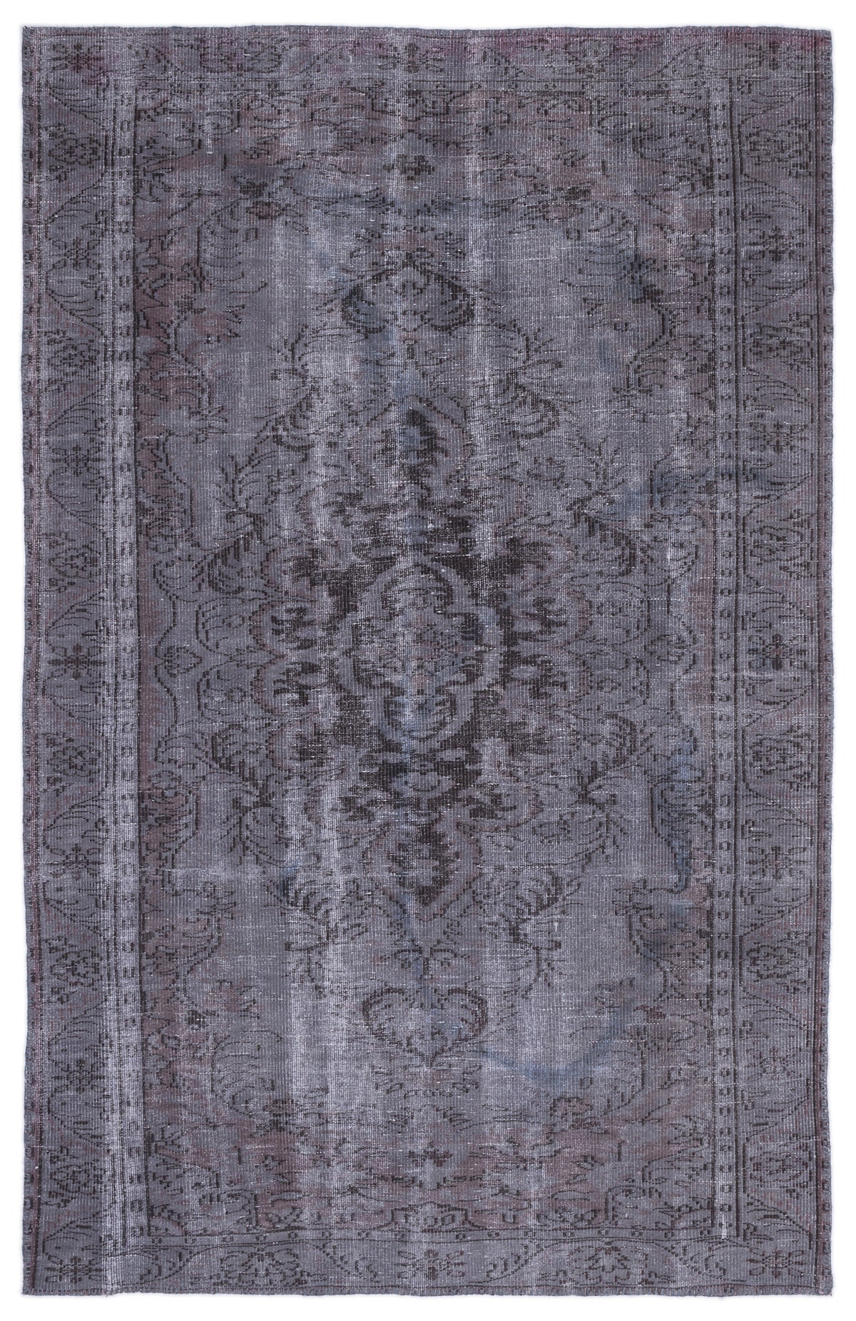 Gray Over Dyed Vintage Rug 6&#39;0&#39;&#39; x 9&#39;4&#39;&#39; ft 183 x 285 cm