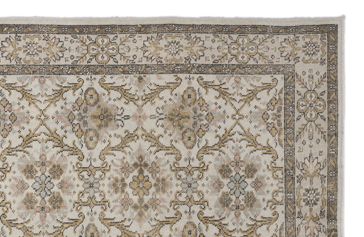 Beige Over Dyed Vintage Rug 6&#39;3&#39;&#39; x 9&#39;9&#39;&#39; ft 190 x 297 cm