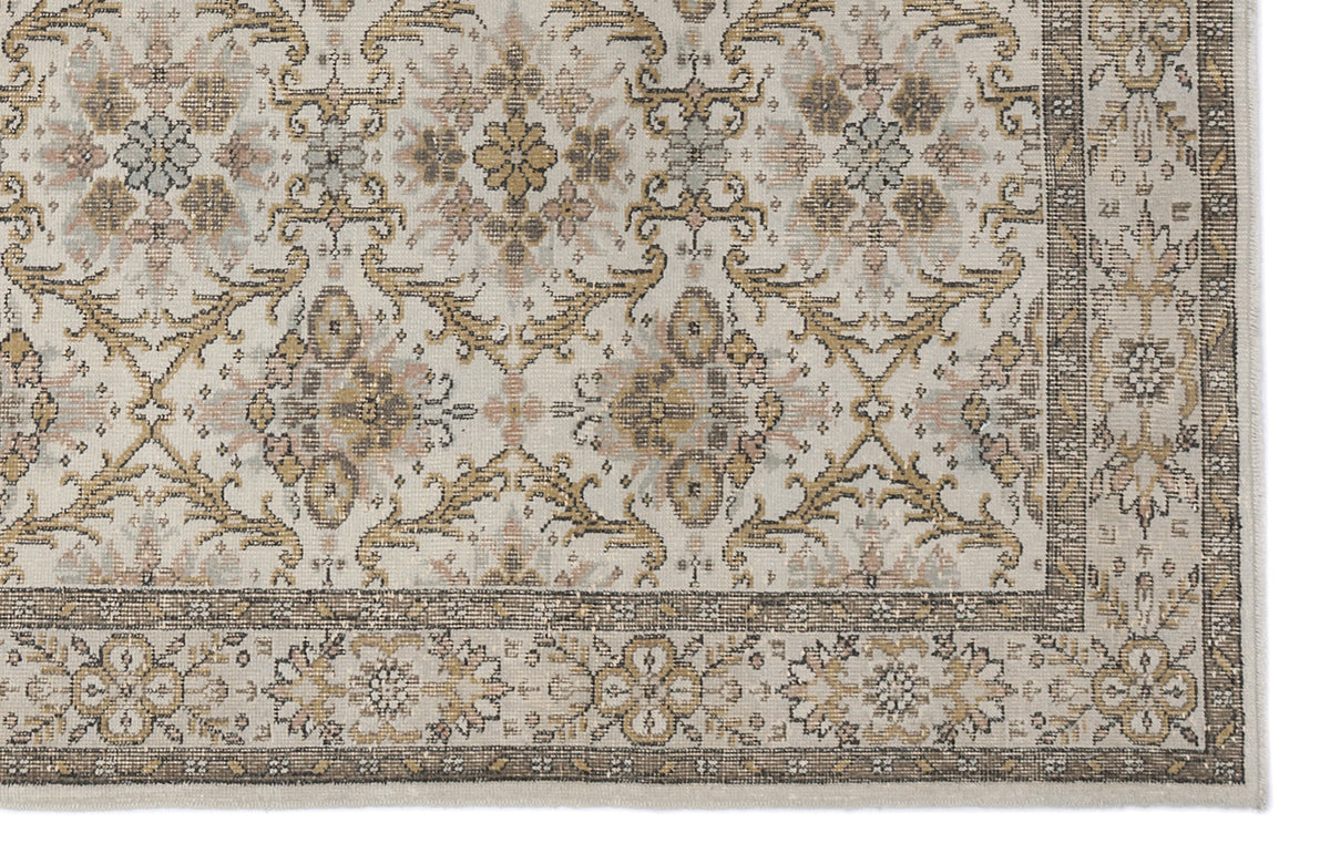 Beige Over Dyed Vintage Rug 6&#39;3&#39;&#39; x 9&#39;9&#39;&#39; ft 190 x 297 cm