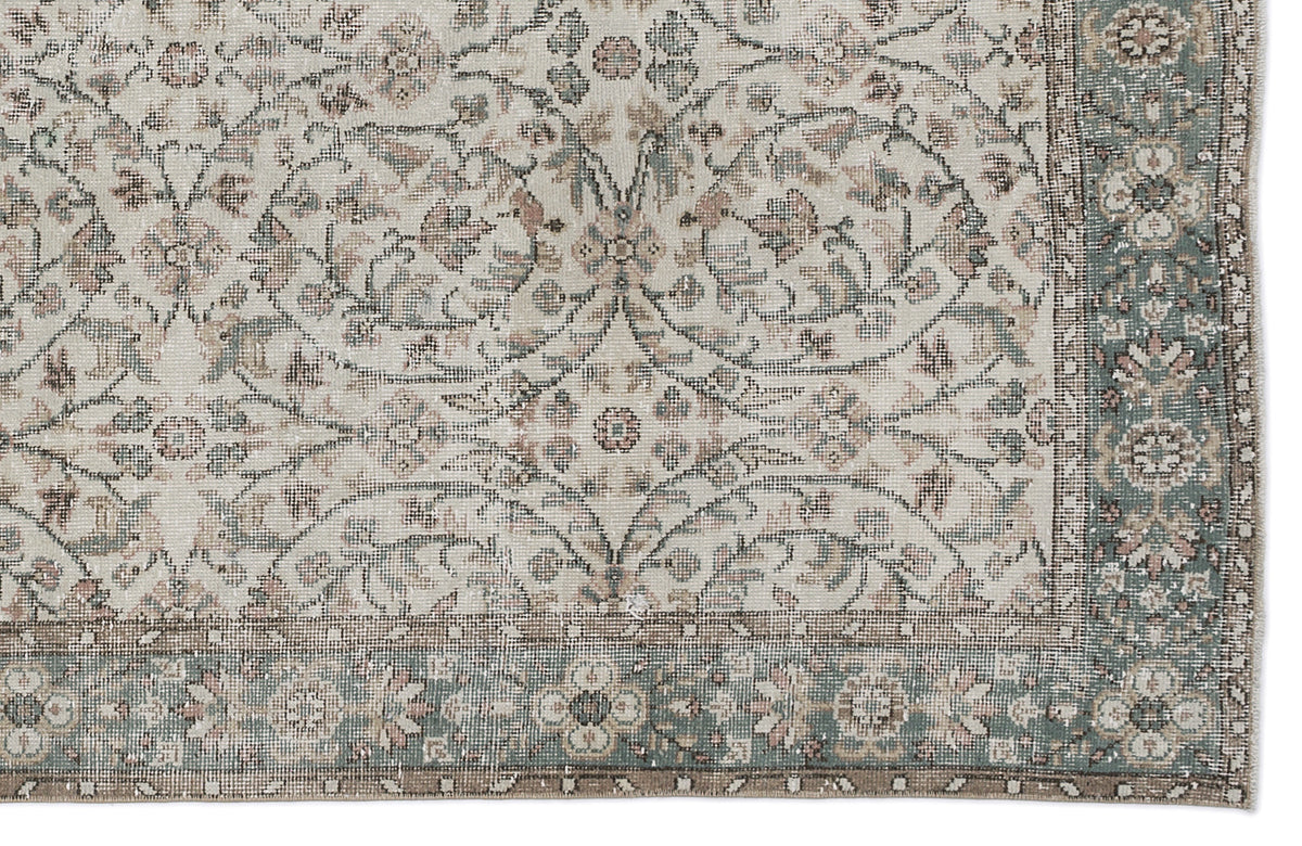 Beige Over Dyed Vintage Rug 5&#39;6&#39;&#39; x 9&#39;10&#39;&#39; ft 167 x 300 cm