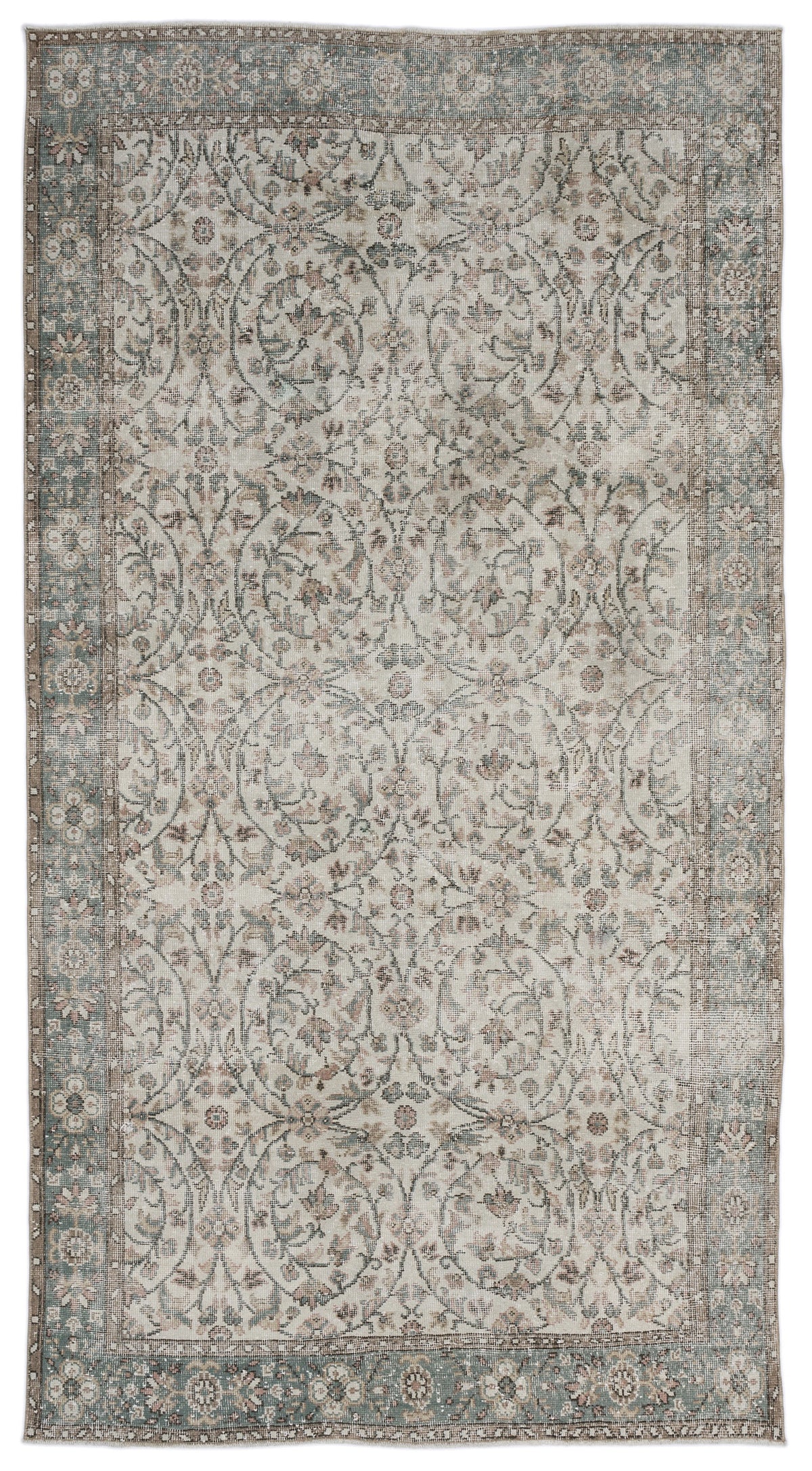 Beige Over Dyed Vintage Rug 5&#39;6&#39;&#39; x 9&#39;10&#39;&#39; ft 167 x 300 cm